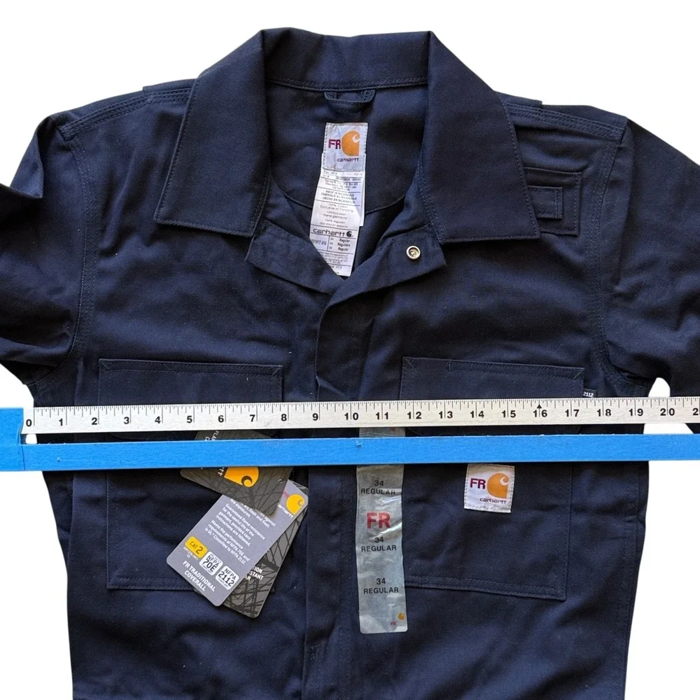 Carhartt FR Traditional Coverall Mens 34 Regular Navy Blue 101017 410 CAT 2 NWT